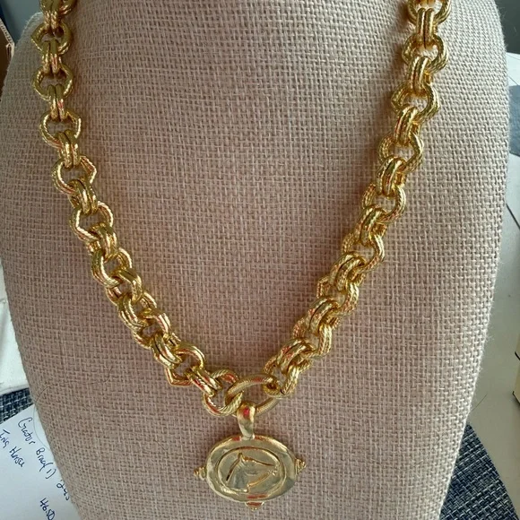 Gold-Tone Medallion Chain Necklace - Women Jewelry - Picture 3 of 3